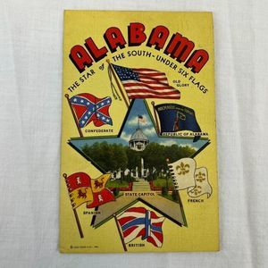 Vtg 1940s 1944 Tennessee Alabama Six Flag Postcard 1 Cent Stamp